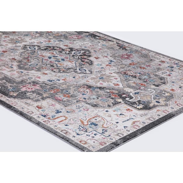 Vintage Collection Montreal Gray 2 ft. x 7 ft. Medallion Runner Rug