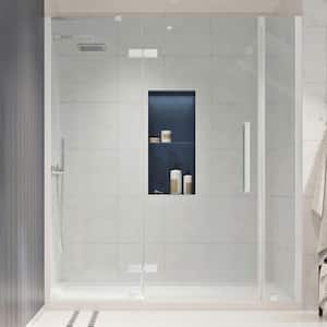 Tampa 60 in. L x 32 in. W x 72 in. H Alcove Shower Kit with Pivot Frameless Shower Door in Chrome and Shower Pan
