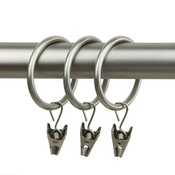 Rod Desyne Satin Nickel Curtain Rings with Clips (Set of 10) 1927-015 ...