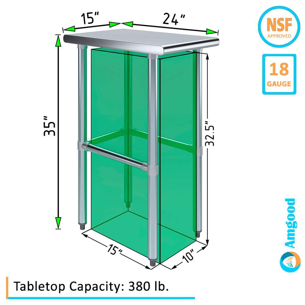 24'' x 15'' Stainless Steel Utility Work Table with Galvanized Legs