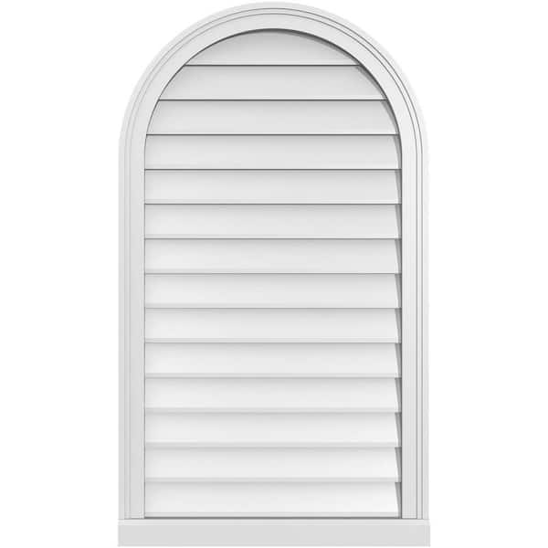 Ekena Millwork 24 in. x 42 in. Round Top Surface Mount PVC Gable Vent: Decorative with Brickmould Sill Frame