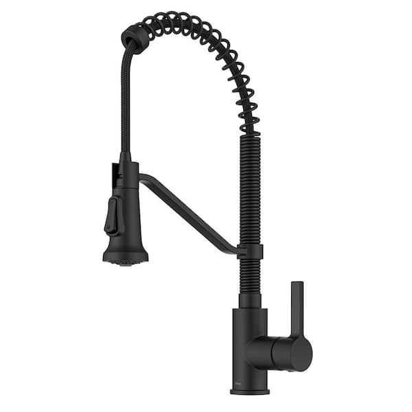 KRAUS Britt Commercial Style 2-Function Single Handle Pull Down Sprayer Kitchen Faucet in Matte Black