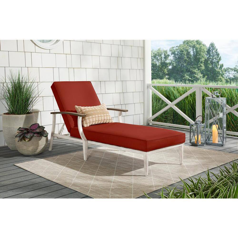 Marina Point White Steel Outdoor Patio Chaise Lounge with Sunbrella Henna Red Cushions price history on PriceWatchPro