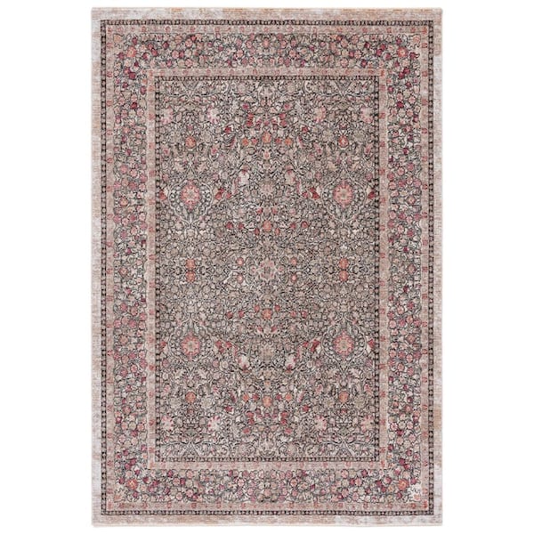 Crimson 5 ft. x 7 ft. Beige/Brown Border Floral Area Rug