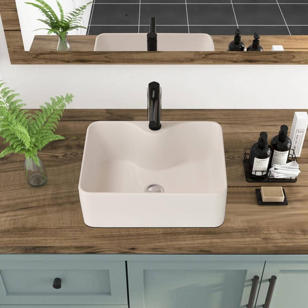 16" x 12" White Ceramic Rectangular Bathroom Vessel Sink