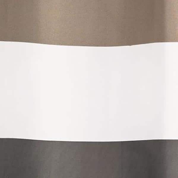 Standard Size White and Brown Polyester Eyelet Shower Curtain