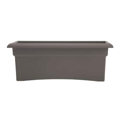 Veranda 11.75 in. L x 26.5 in. W x 10 in. H 28 qts. Peppercorn Plastic Decorative Pot Deck Box Planter
