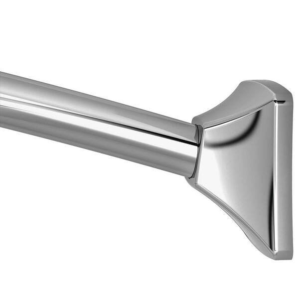 MOEN 72 in. Permanent Adjustable Curved Shower Rod with Square Flange in Chrome