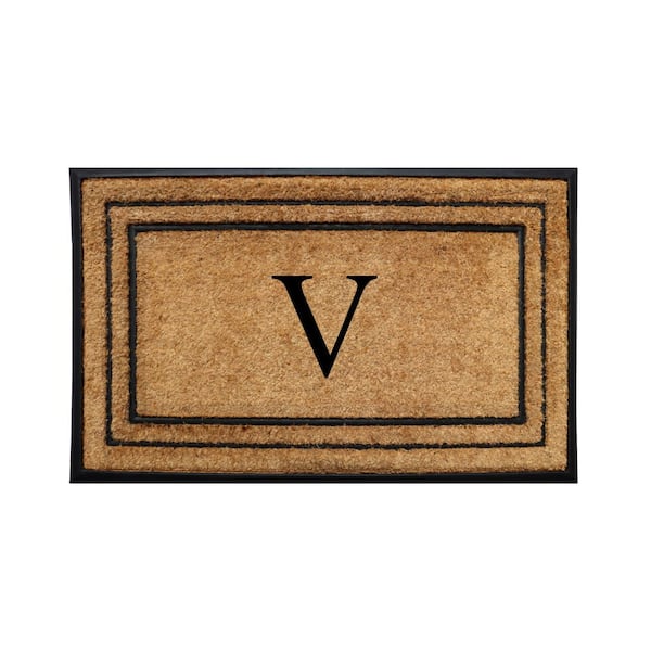 Unbranded A1HC Natural Coir Rubber Doormat, 25 in x 57 in, Heavy Duty, Dirt Trapping, Thick Non Slip Monogrammed V Doormats