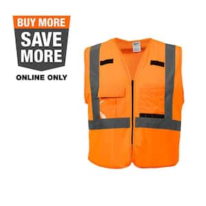 Small/Medium Orange Class 2 High Visibility Safety Vest with 10 Pockets