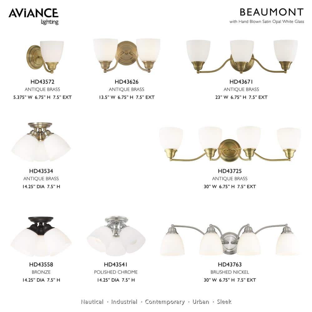 Antique Brass 3-Light Vanity with Opal Glass Shades