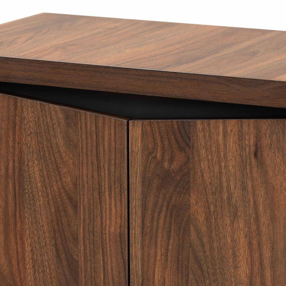 Walnut Brown and Dark Gray 2-Door Shoe Storage Cabinet