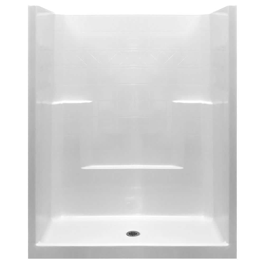 Ella Basic 60 in. x 33 in. x 77 in. AcrylX 1-Piece Low Threshold Shower ...