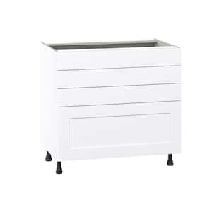 Wallace Painted Warm White Assembled Base Cooktop Kitchen Cabinet with Drawers (36 in. W x 34.5 in. H x 24 in. D)