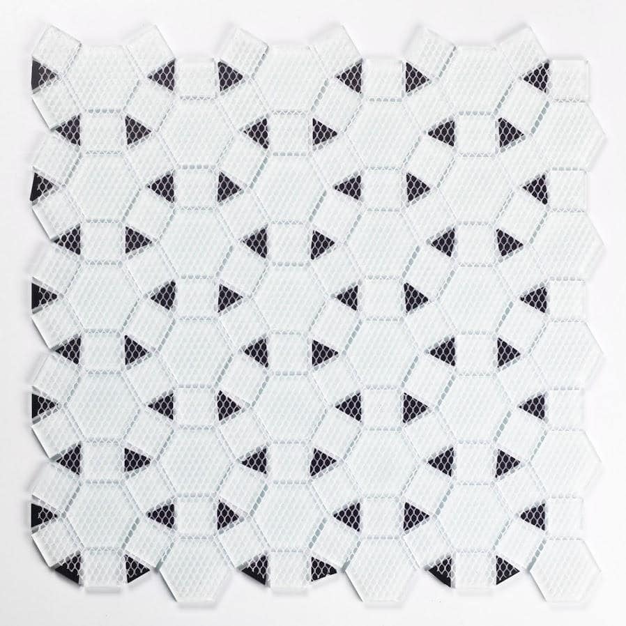Silver Hexagonal Glass Peel and Stick Wall Tile