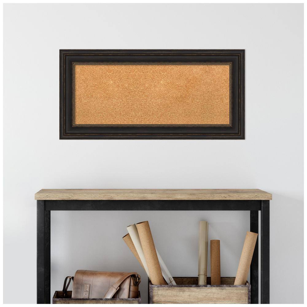 Natural Cork Board with Bronze Beaded Frame, 39" x 22"