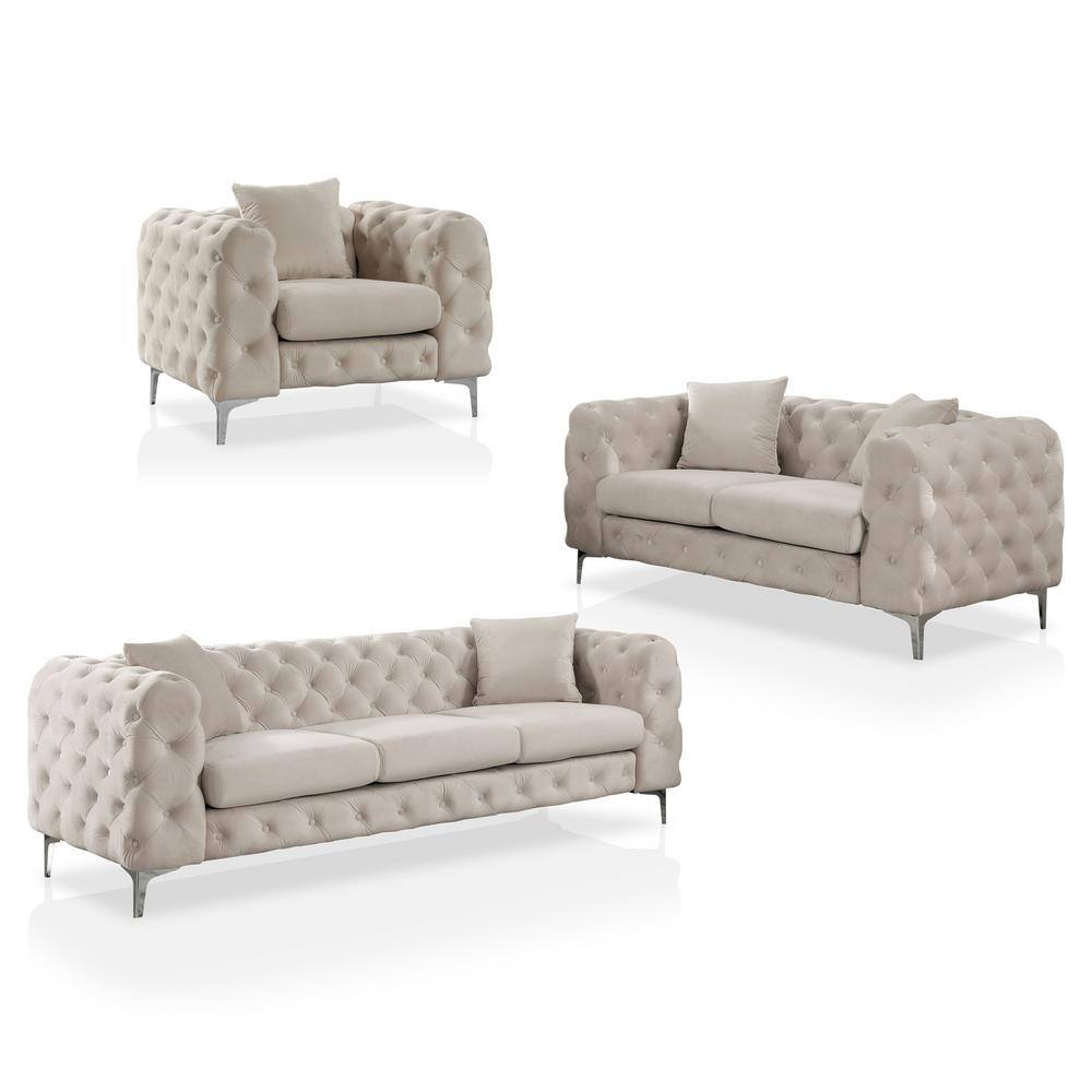 Furniture of America Darimore 3-Piece Beige Sofa Set IDF-6498BG-3PC - The  Home Depot