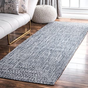 Lefebvre Casual Braided Light Blue 3 ft. x 10 ft. Indoor/Outdoor Runner Patio Rug