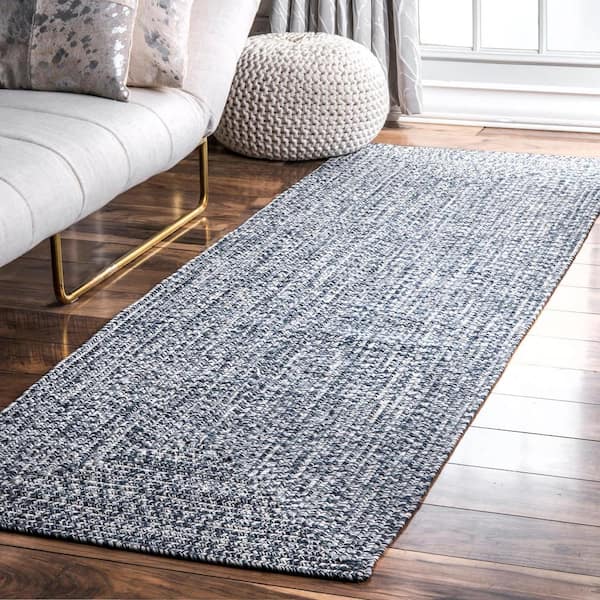 Lefebvre Casual Braided Light Blue 3 ft. x 16 ft. Indoor/Outdoor Runner Patio Rug