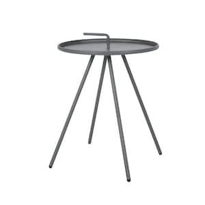 Vida Gray Round Metal Outdoor Patio Side Table