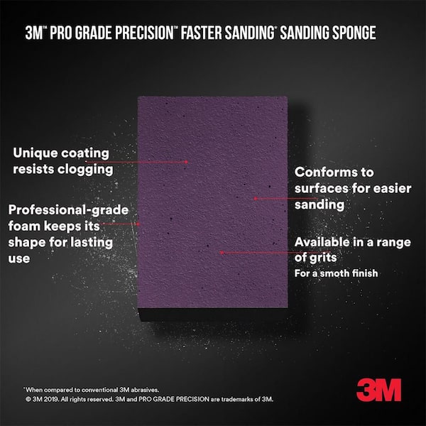 Pro Grade Precision 2.5 in. x 4.5 in. x 1 in. 60 Grit Faster Sanding Block Sponge