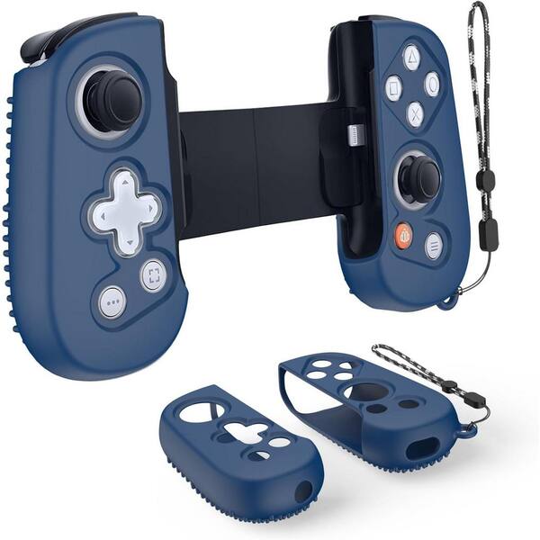 OBJLGEV Silicone Grip Protective Case Cover with Lanyard for Backbone One Mobile Gaming Controller Handle Deep Blue