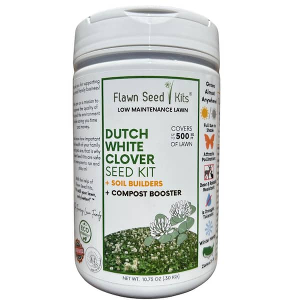 Flawn Seed Kits Dutch White Clover Flower Lawn Seed Kit, Easy Spread Shaker, Low Maintenance, Alt Ground Cover, Covers up to 500 sq. ft.