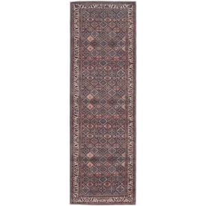 Brown Red and Ivory 3 ft. x 8 ft. Floral Area Rug