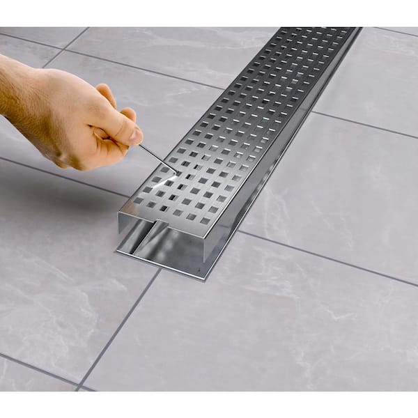 Stainless Steel Linear Drain for Curbless Shower, GRATE & FLANGE