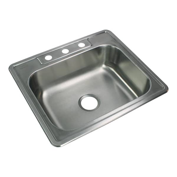 Transolid Select Drop-In Stainless Steel 25 in. 3-Hole Single Bowl Kitchen Sink in Brushed Stainless Steel