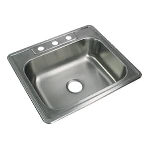 Select Drop-In Stainless Steel 25 in. 3-Hole Single Bowl Kitchen Sink in Brushed Stainless Steel