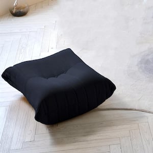 34.25 in. Creative Lazy Floor Sofa Teddy Velvet Bean Bag Corduroy Retro Decorative Cozy Armless Ottoman, Black