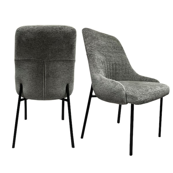 Unbranded Upholstery Boucle Fabric Dining Side Chair Set of 2, Grey