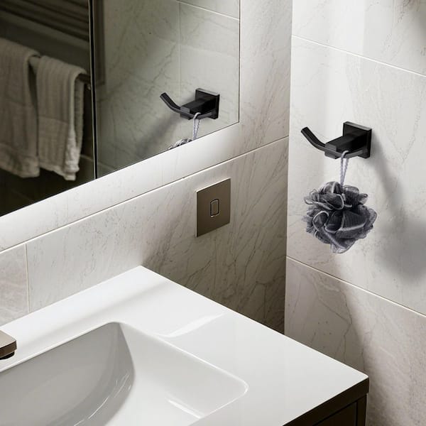 J-Hook Double Robe/Towel Hook Bath Hardware Accessory in Matte Black