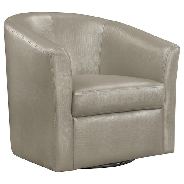 Coaster Turner Champagne Faux Leather Upholstery Sloped Arm Accent Swivel Chair