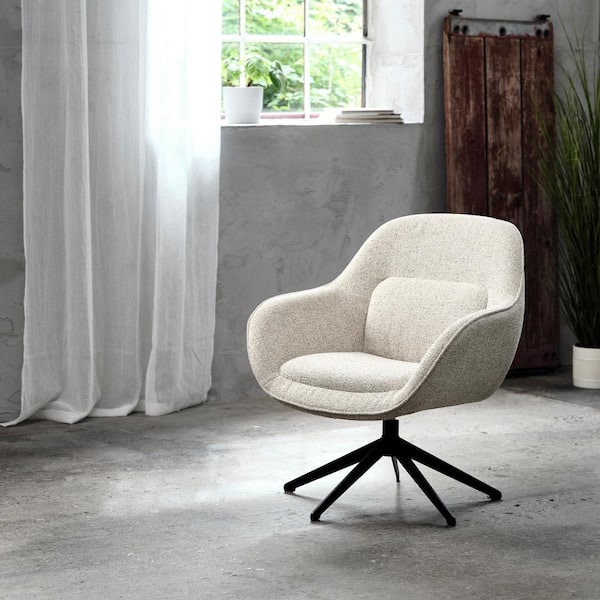Unbranded Cream Fabric Lounge Chair with Swivel Base