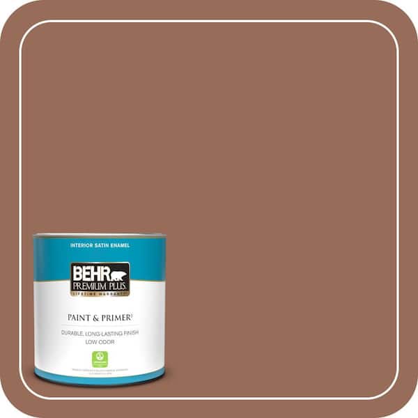 BEHR PREMIUM PLUS 1 qt. #S200-6 Timeless Copper Satin Enamel Low Odor Interior Paint & Primer