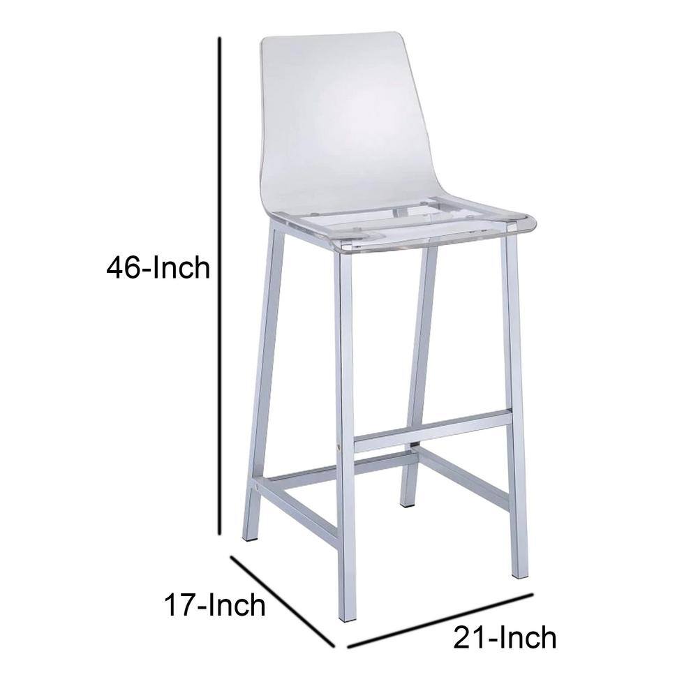 Elegant 30" Clear Acrylic and Chrome Bar Height Stool