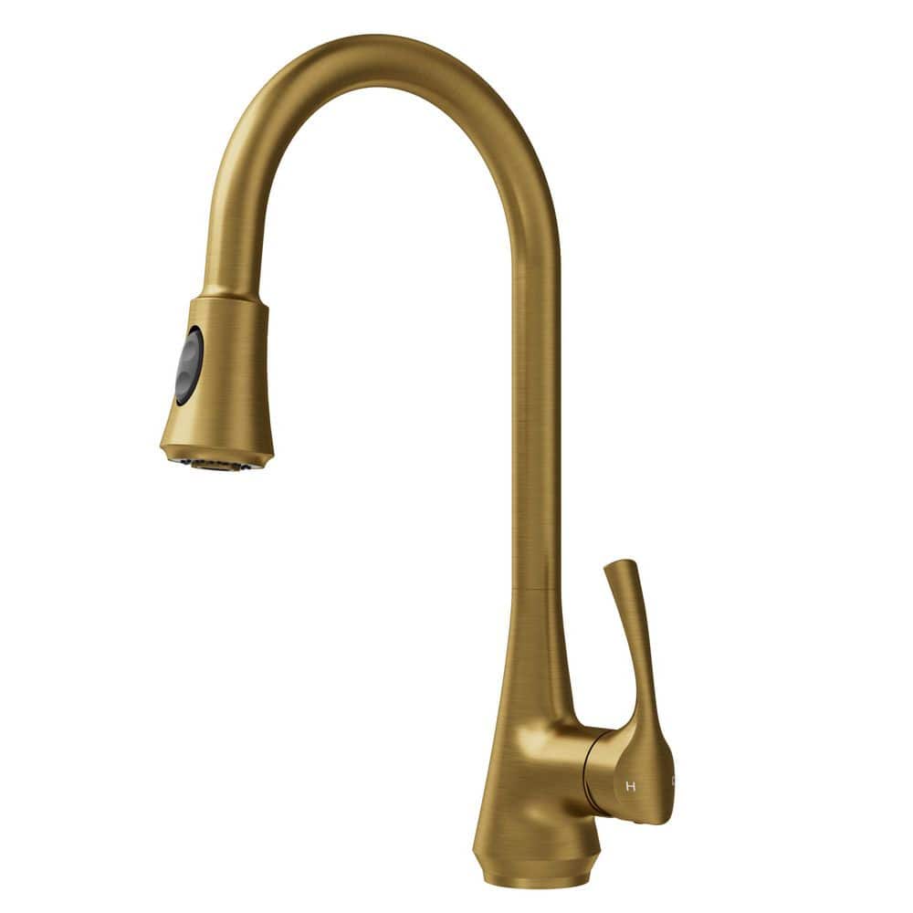 GRANDJOY 18.3 in. H Stainless Steel 1-Handle 2-Spray Pull Down