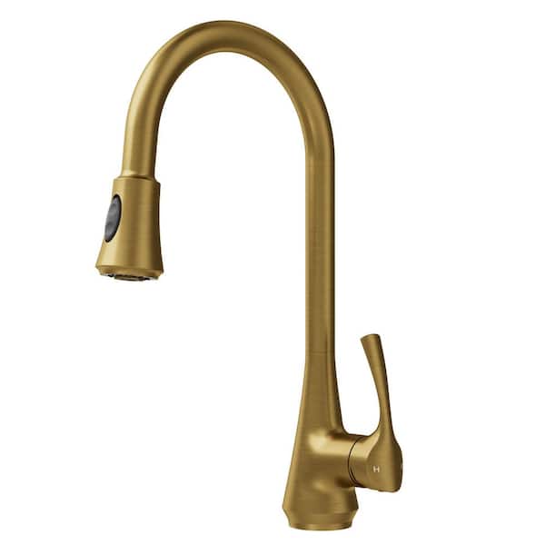 18.3 in. H Stainless Steel 1-Handle 2-Spray Pull Down Sprayer Kitchen Faucet with 360° Swivel in Brushed Gold