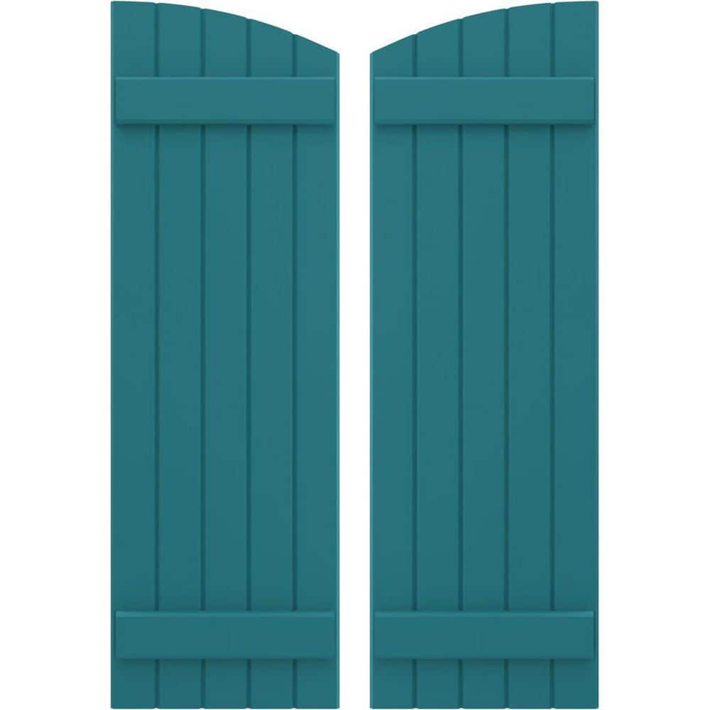 17-1/2 in. W x 71 in. H Americraft Exterior Real Wood Joined Board and Batten Shutters with Elliptical Top in Antigua price history on PriceWatchPro