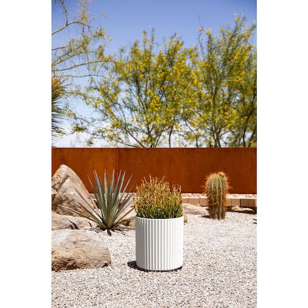 Demi 12 in. Round White Plastic Planter