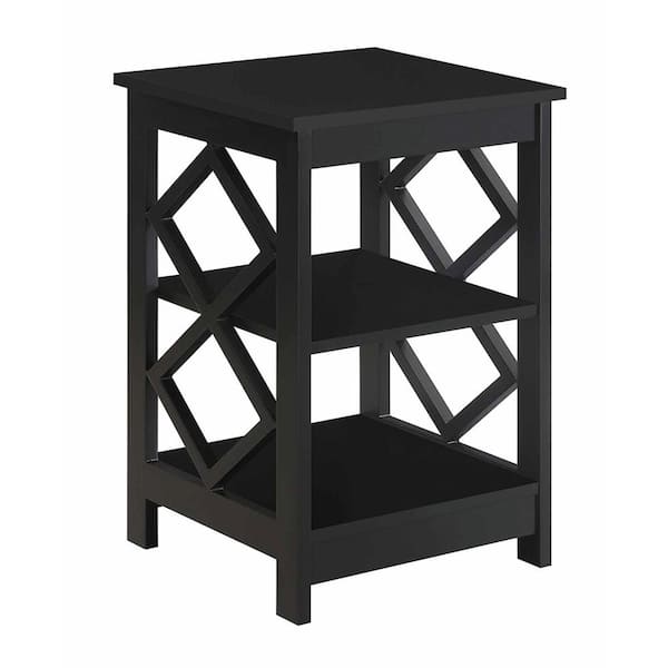 Convenience Concepts Diamond 15.75 in. Black Square MDF End Table