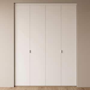 60 in. x 80 in. Smooth Flush Solid Core White MDF Interior Closet Bi-Fold Door with Matching Trim