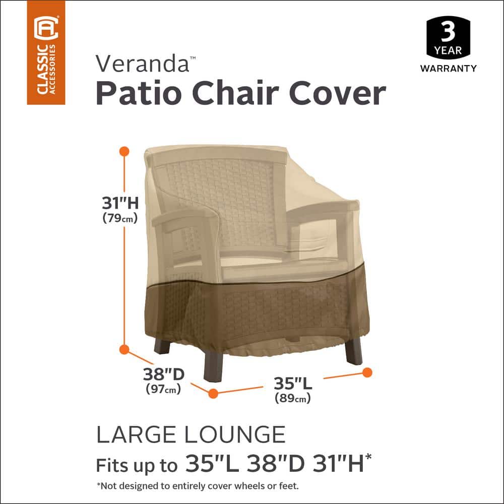 Tan and Brown Polyester Patio Chair Cover with Air Vents