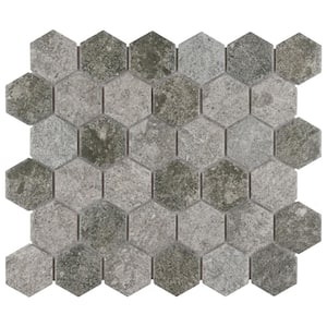 Grinta 2 in. Hex Grey 11-1/8 in. x 12-5/8 in. Porcelain Mosaic Tile (10.0 sq. ft./Case)