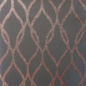 Ava Rose Gold Glittering Ogee Wallpaper