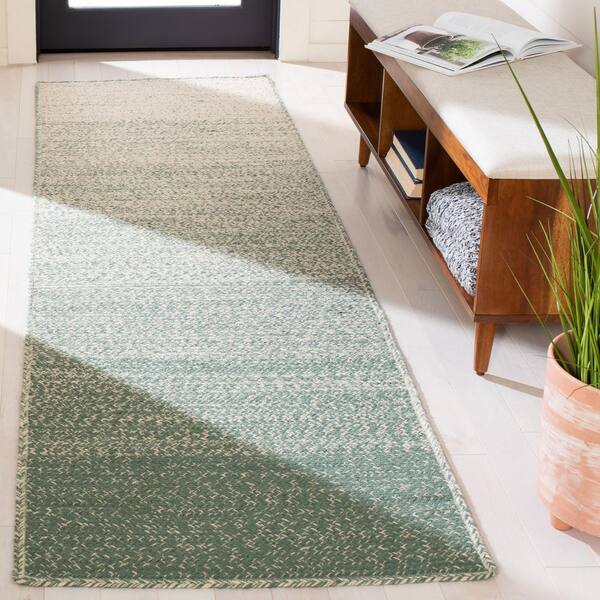 Natural Fiber 2 ft. x 8 ft. Natural/Green Ombre Runner Rug