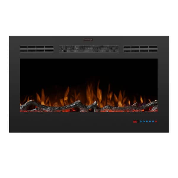 Clihome 36 in. LED Recessed Electric Fireplace with 3 Flame Colors, Remote Control, Adjustable Heating,Touch Screen 1500W, Black