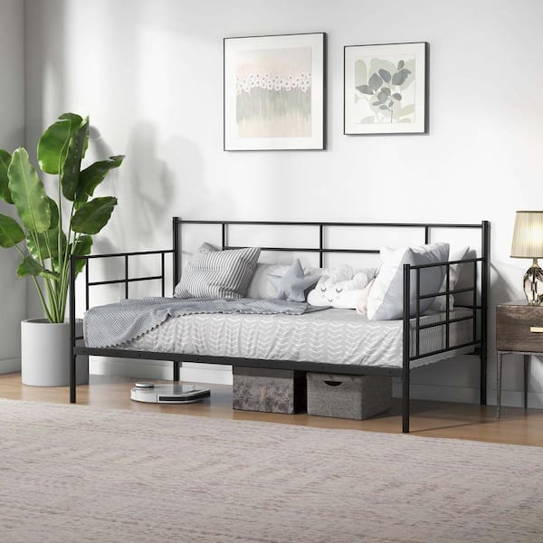 Costway Black Twin Size Metal Daybed Heavy Duty Sofa Bed Frame Mattress Foundation K0L 10N4 A84 A